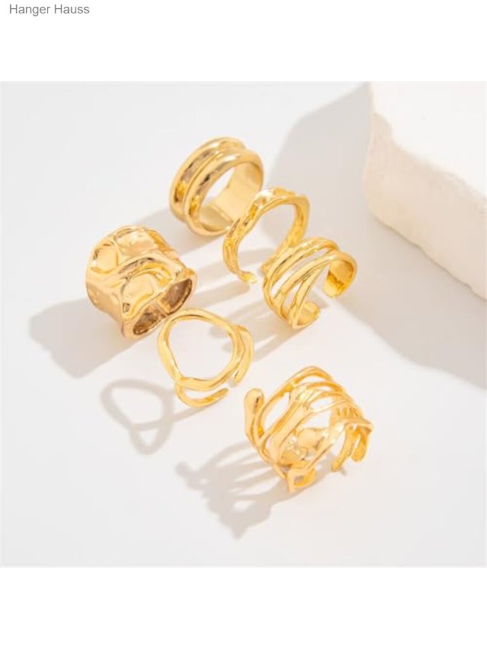 Chunky Stackable Rings Set Adjustable Open Dome Knuckle Statement Jewelry - Picture 4 of 6